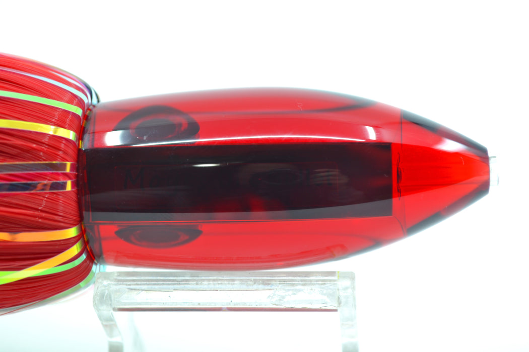 Moyes Lures Red Mirrored Small Ono Bullet 7" 3.8oz Skirted Black-Red Hair