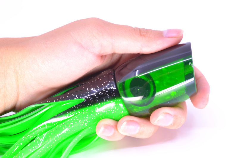 Marlin Magic Lures Green MOP Black Back Lil Hibby 10" 7.2oz Skirted Black-Green *CHIPPED* GZE