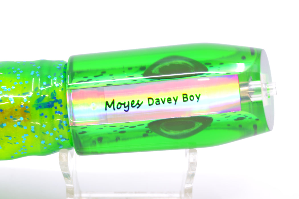 Moyes Lures Mahi MOP Green Back Taxi Eyes Davey Boy 12" 8oz Skirted Mahi
