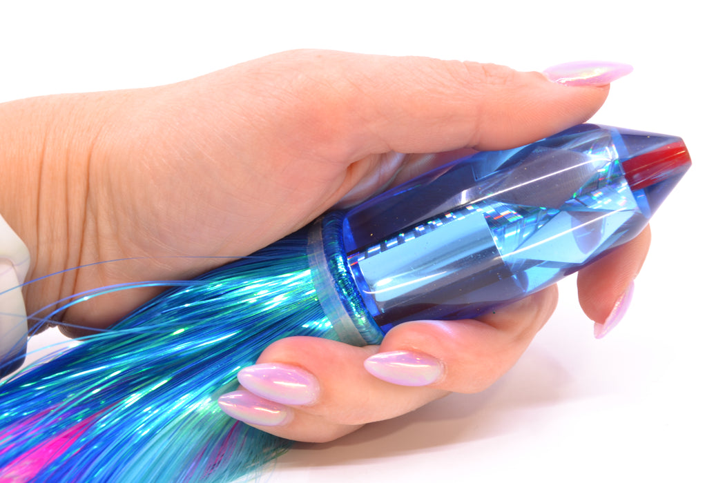 Aloha Lures Ice Blue Mirrored Rainbow Starburst Deep Six 9" 6oz Strobez Royal Blue-Ice Blue