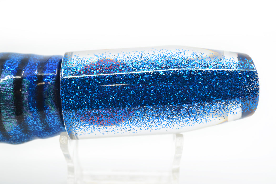 Moyes Lures White MOP Blue Glitter Back O.S. Plunger 12" 7oz Skirted Blue Aurora