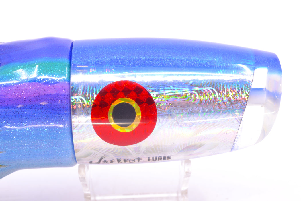 Jackpot Lures Silver Rainbow Blue Back Cameltoe 14" 10.6oz Fire Tailz Vinyl Blueberry GZE