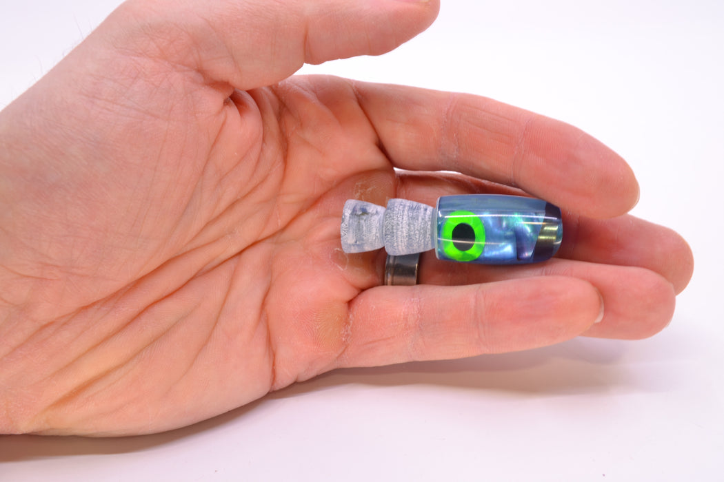 Coggin Lures Ice Blue Abalone Black-Green Eyes Tado Lo'ihi Peanut Scoop 4.5" 0.3oz