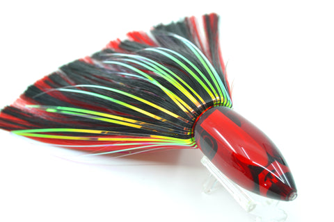 Moyes Lures Red Mirrored Medium Ono Bullet 9" 5.5oz Skirted Black-Red Hair
