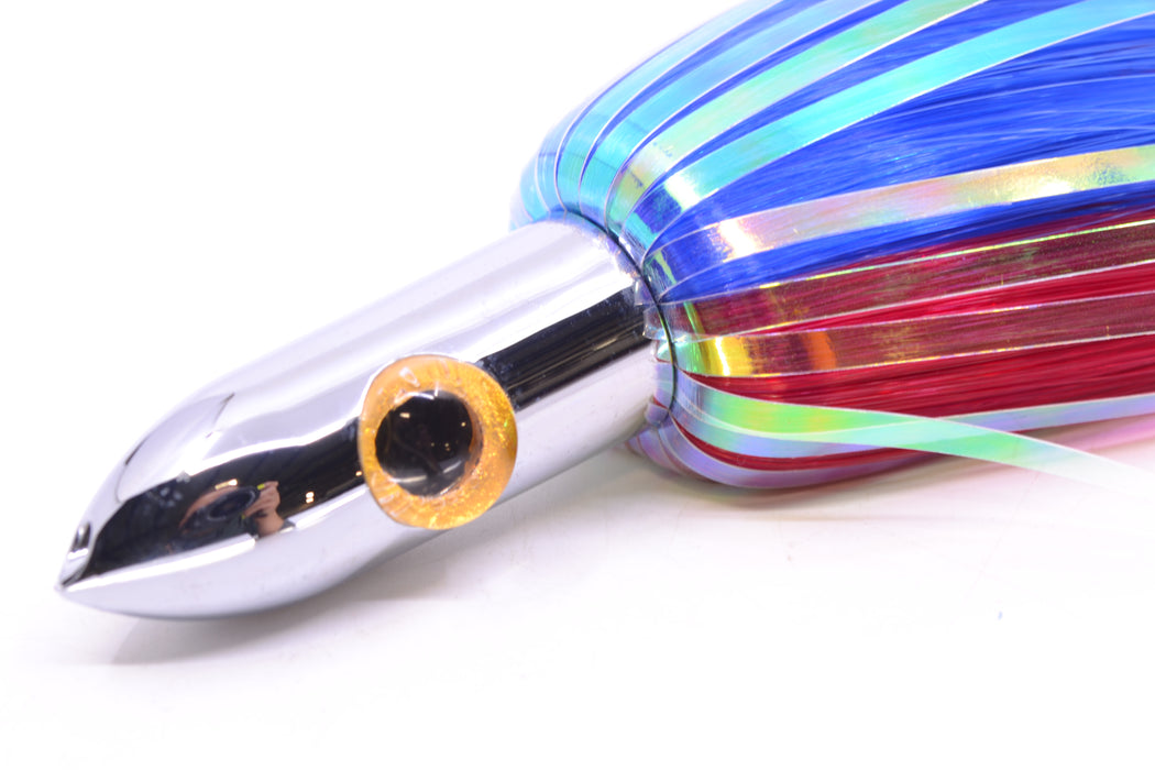 Iland Lures Blue-Red Flash Hair Chrome Head Heavy "Hawaiian Eye" Ilander 8.5" 4oz IL400HF-BL/RD