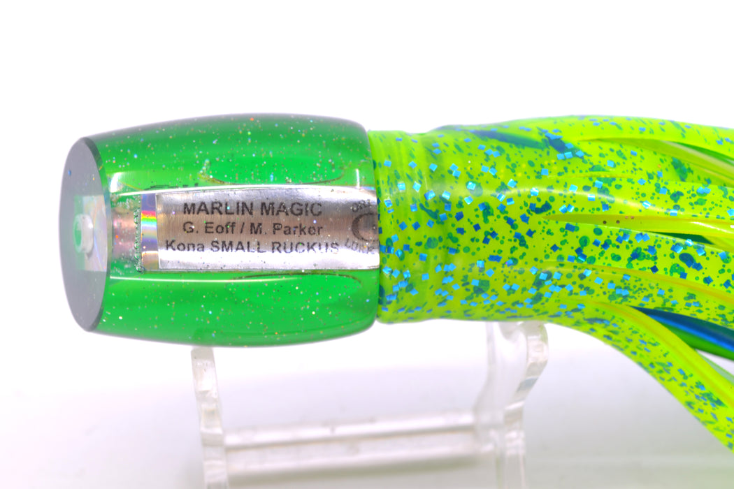 Marlin Magic Green MOP Green Back Red Eyes Small Ruckus 9" 5oz Skirted Mahi