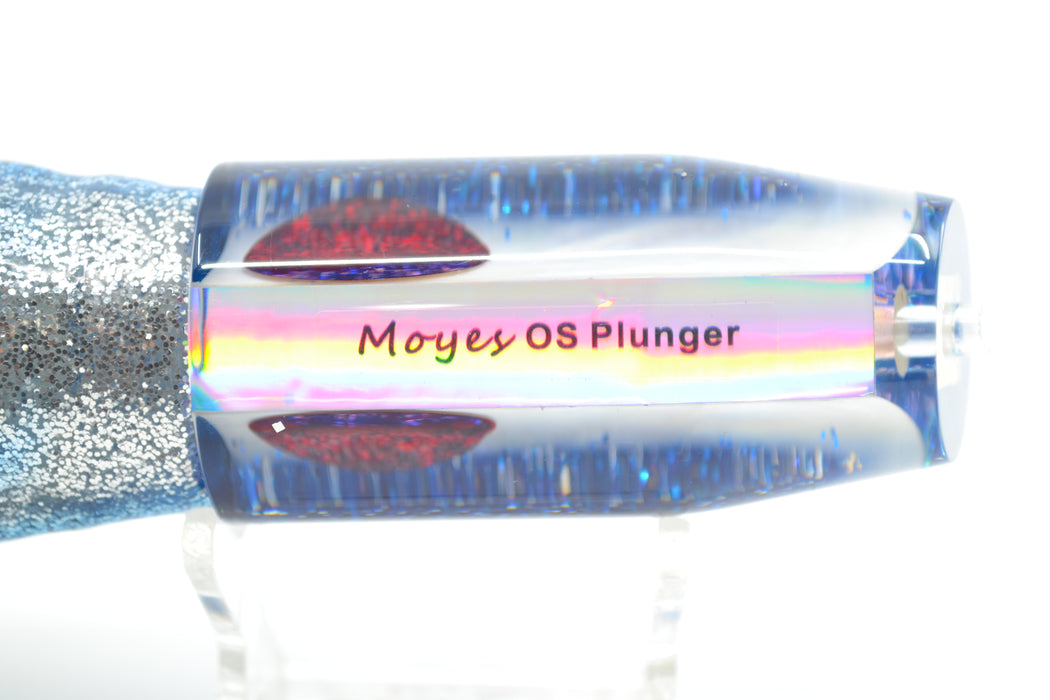 Moyes Lures White MOP Blue Glitter Back O.S. Plunger 12" 7oz Skirted Blue Aurora
