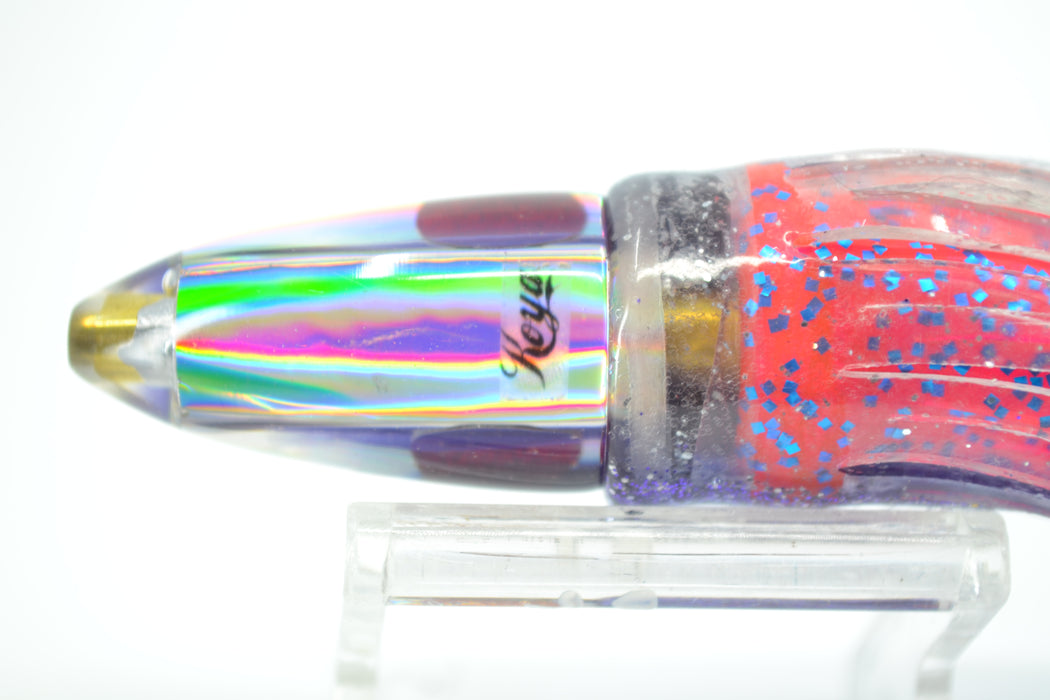 Koya Lures Rainbow Purple Back Bullet 5.5" 2.5oz Skirted Purple-Clear-Pink