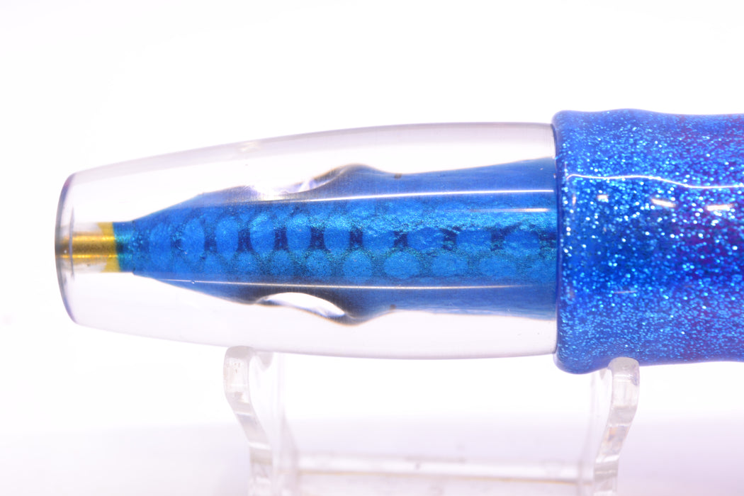 Tsutomu Lures Blue Dot Back Blue-Silver Fish Head Ali'i Invert 7" 5.7oz Skirted Blue-Silver