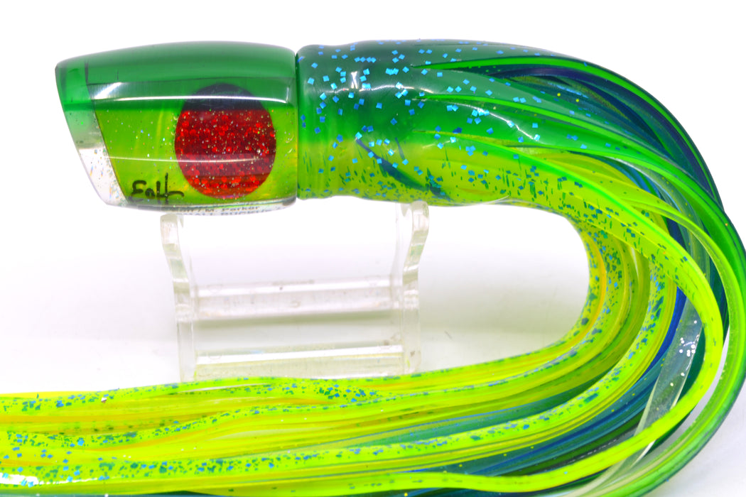 Marlin Magic Green MOP Green Back Red Eyes Small Ruckus 9" 5oz Skirted Mahi