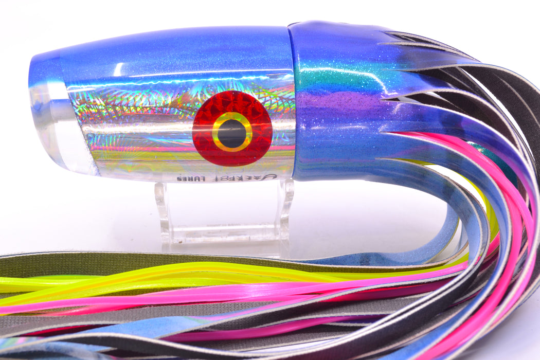 Jackpot Lures Silver Rainbow Blue Back Cameltoe 14" 10.6oz Fire Tailz Vinyl Blueberry GZE