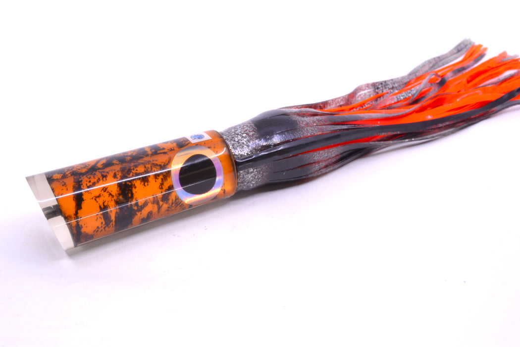 Azores Lures Orange Pearl Black Splatter Marlin Reaper 12" 10.4oz Skirted Silver w/ Black Bars