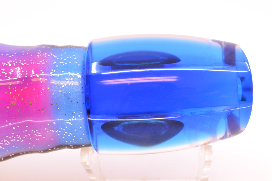 Moyes Lures Ice Blue-Pink Dichro Blue Back Taxi Eyes Large J-Boy 14" 9oz Skirted Gay Bob