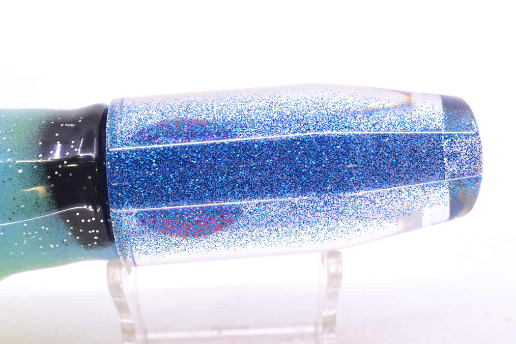 Moyes Lures White MOP Blue Glitter Back Red Eyes O.S. Plunger 12" 7oz Skirted Fruit Salad GZE