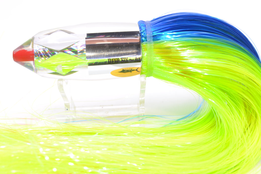 Aloha Lures Mirrored Silver Rainbow Starburst Deep Six 9" 6oz Strobez Blue-Chartreuse