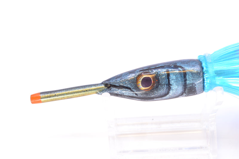 Tsutomu Lures Black with Blue Dots Ballyhoo 5" 3oz Strobez Ice Blue/Pink