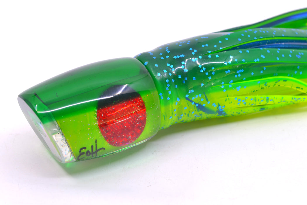 Marlin Magic Green MOP Green Back Red Eyes Small Ruckus 9" 5oz Skirted Mahi