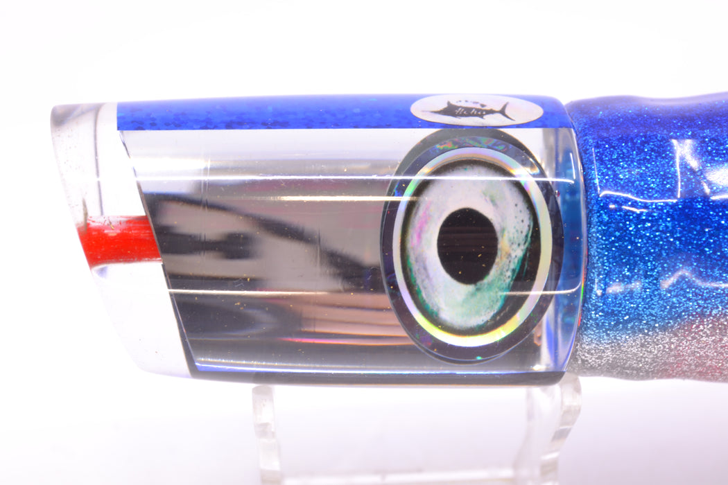 Aloha Lures Clear Mirrored Blue Back Baby Smash Bait 12" 10oz Skirted Blue-Silver/Pink