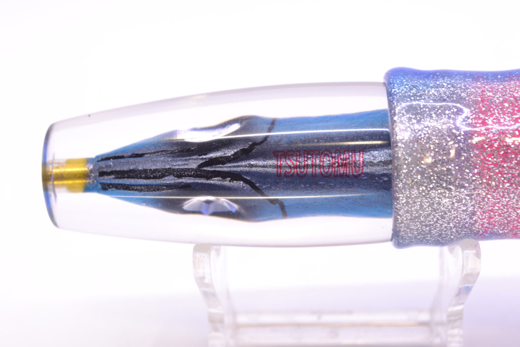 Tsutomu Lures Blue Dot Back Blue-Silver Fish Head Ali'i Invert 7" 5.7oz Skirted Blue-Silver