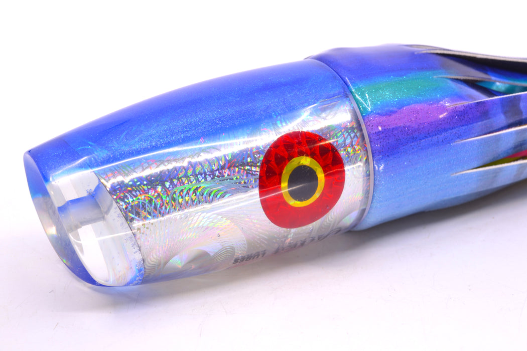 Jackpot Lures Silver Rainbow Blue Back Cameltoe 14" 10.6oz Fire Tailz Vinyl Blueberry GZE