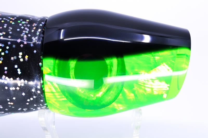 Moyes Lures Lime Green MOP Black Back Taxi Eyes Large Sumo 14" 13.8oz Skirted Black/Green