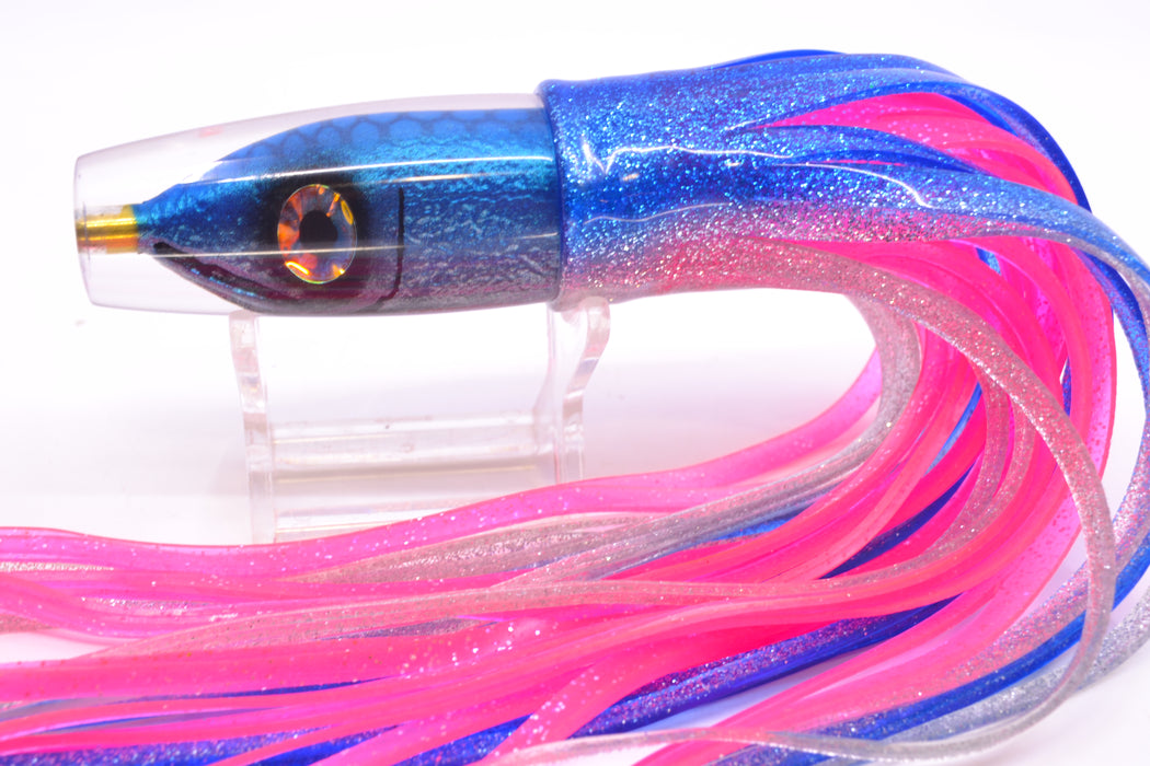 Tsutomu Lures Blue Dot Back Blue-Silver Fish Head Ali'i Invert 7" 5.7oz Skirted Blue-Silver