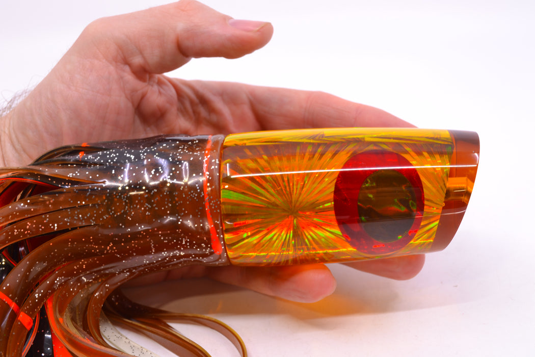 Koya Lures Amber Rainbow Starburst JP Large Lunger 14" 12.5oz Skirted Black-Root Beer GZE