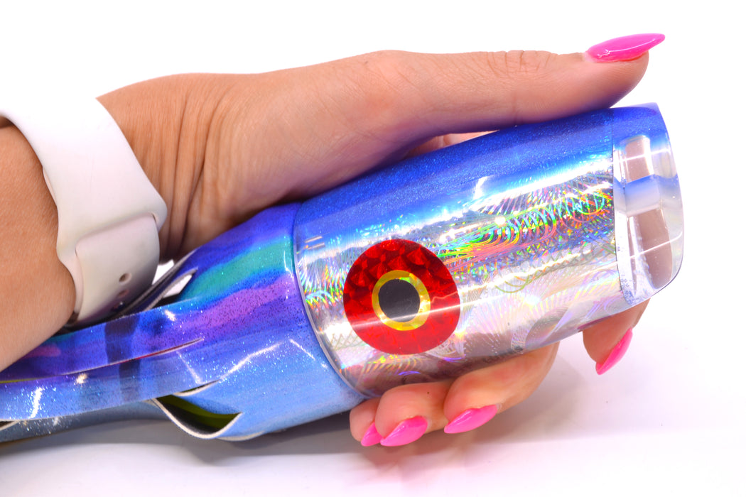 Jackpot Lures Silver Rainbow Blue Back Cameltoe 14" 10.6oz Fire Tailz Vinyl Blueberry GZE