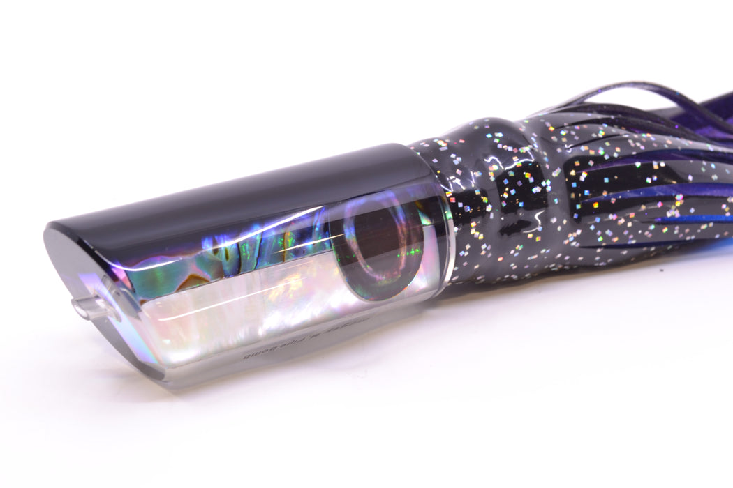 Moyes Lures Skipjack Paua-MOP Black-Purple Back Medium Pipe Bomb 12" 7.5oz Skirted GZE
