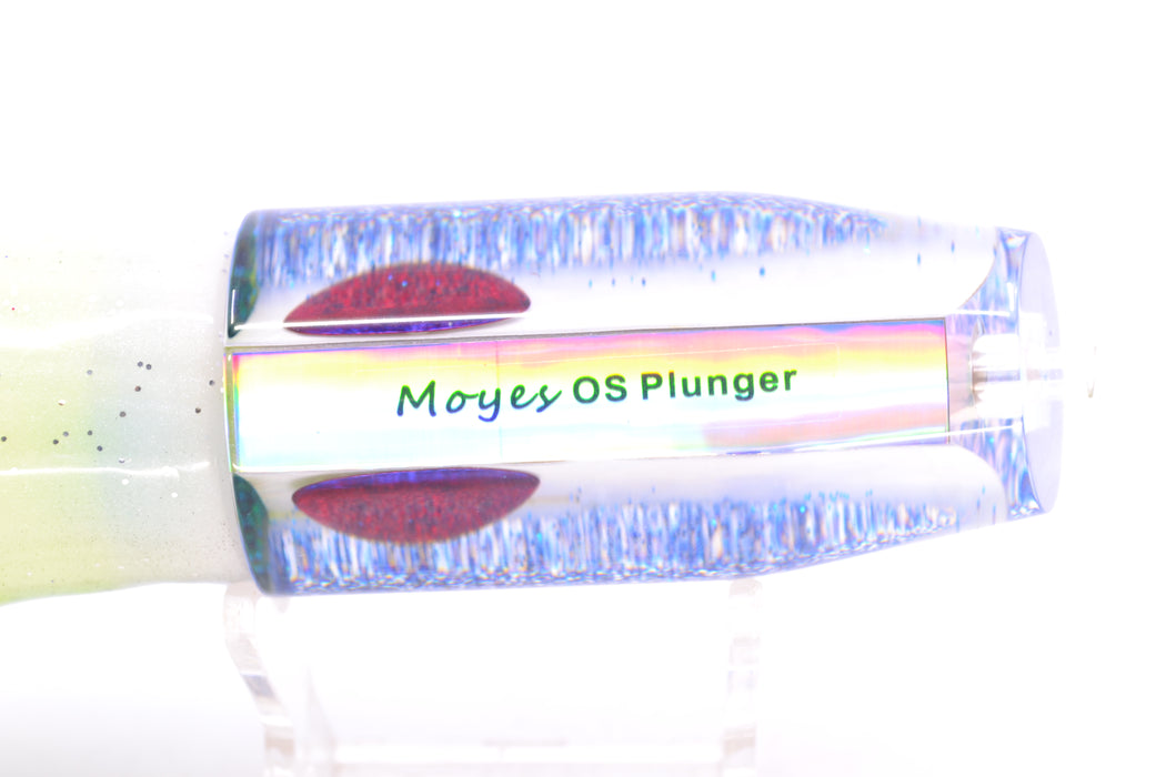 Moyes Lures White MOP Blue Glitter Back Red Eyes O.S. Plunger 12" 7oz Skirted Fruit Salad GZE