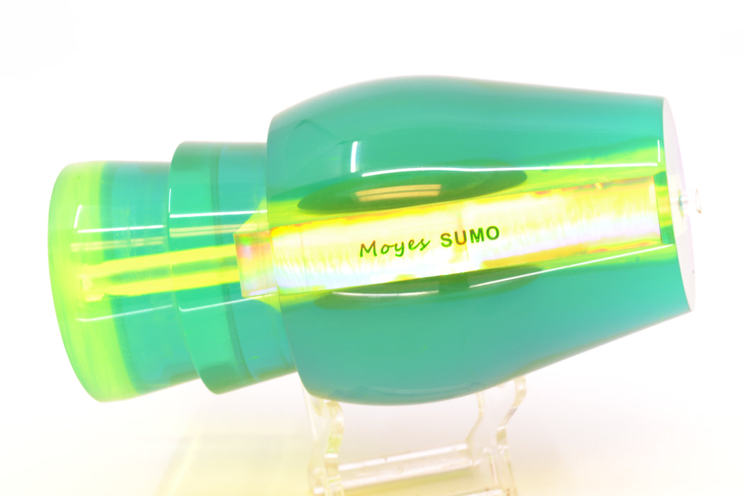 Moyes Lures Chartreuse MOP Blue Back Taxi Eyes Sumo Teaser 22oz