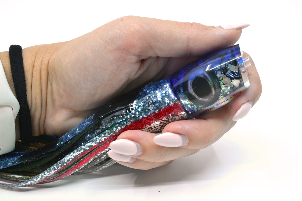 Moyes Lures Salt & Pepper Blue Back Small J-Boy 9" 5oz Skirted Evil GZE