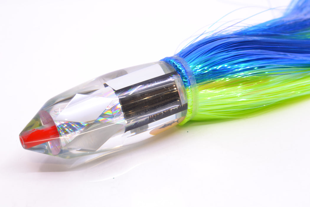 Aloha Lures Mirrored Silver Rainbow Starburst Deep Six 9" 6oz Strobez Blue-Chartreuse