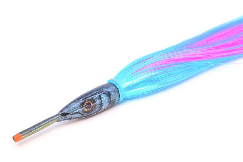 Tsutomu Lures Black with Blue Dots Ballyhoo 5" 3oz Strobez Ice Blue/Pink