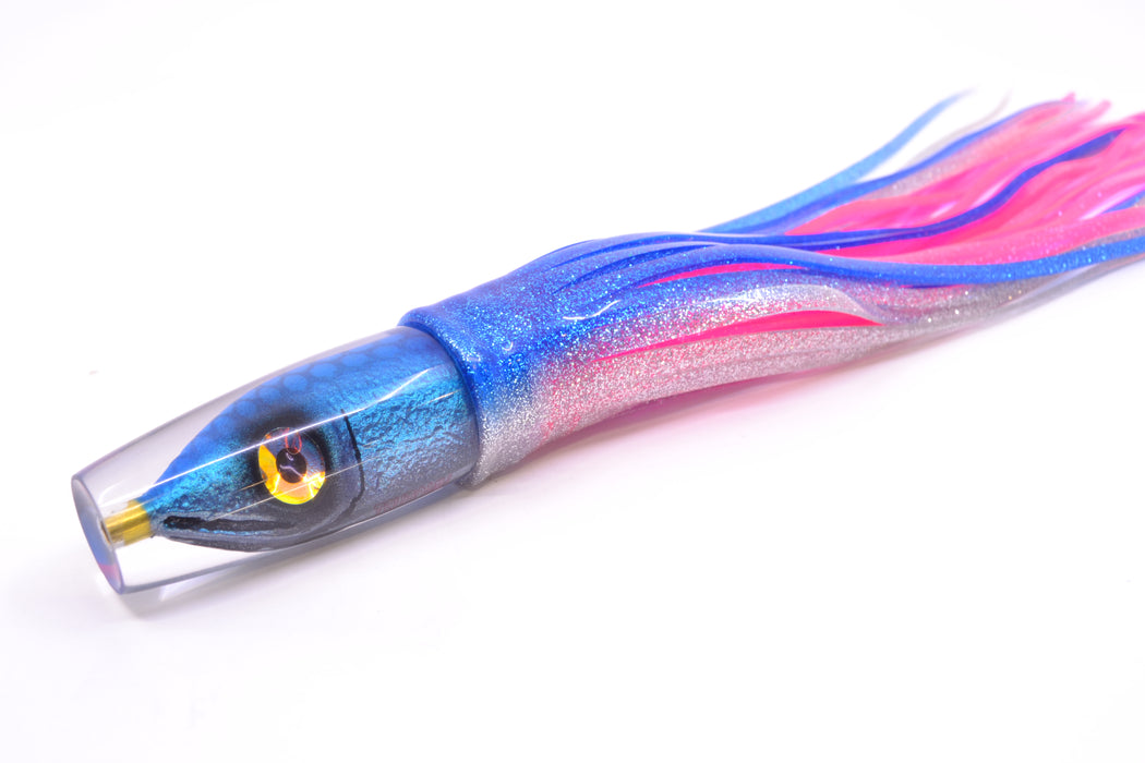 Tsutomu Lures Blue Dot Back Blue-Silver Fish Head Ali'i Invert 7" 5.7oz Skirted Blue-Silver