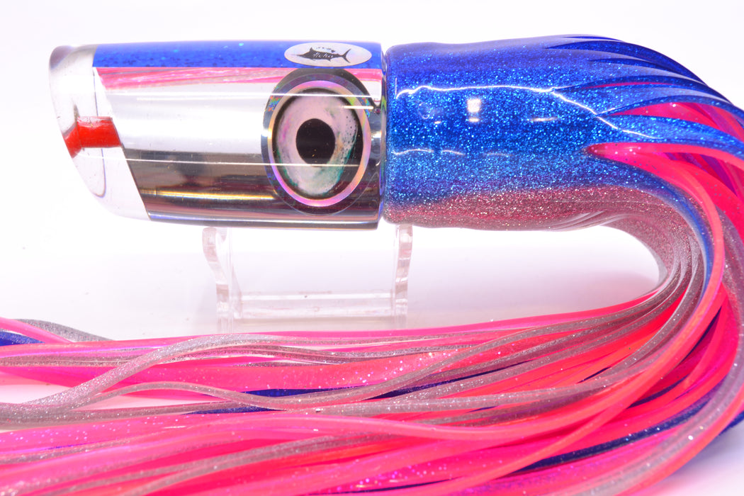 Aloha Lures Clear Mirrored Blue Back Baby Smash Bait 12" 10oz Skirted Blue-Silver/Pink