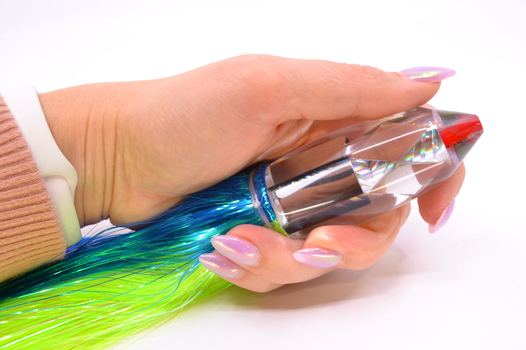 Aloha Lures Mirrored Silver Rainbow Starburst Deep Six 9" 6oz Strobez Blue-Chartreuse