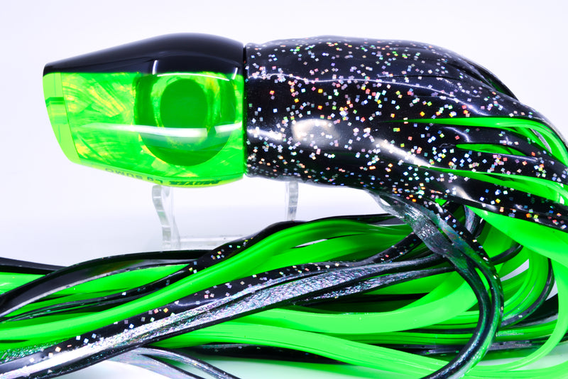 Moyes Lures Lime Green MOP Black Back Taxi Eyes Large Sumo 14" 13.8oz Skirted Black/Green