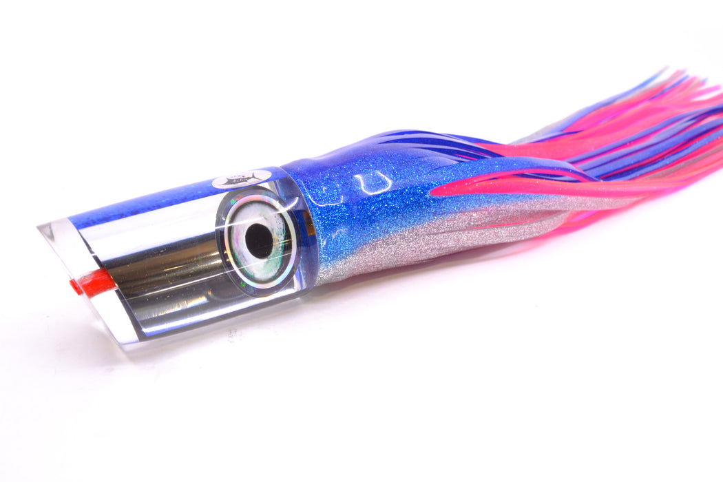 Aloha Lures Clear Mirrored Blue Back Baby Smash Bait 12" 10oz Skirted Blue-Silver/Pink