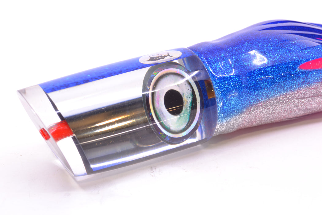 Aloha Lures Clear Mirrored Blue Back Baby Smash Bait 12" 10oz Skirted Blue-Silver/Pink
