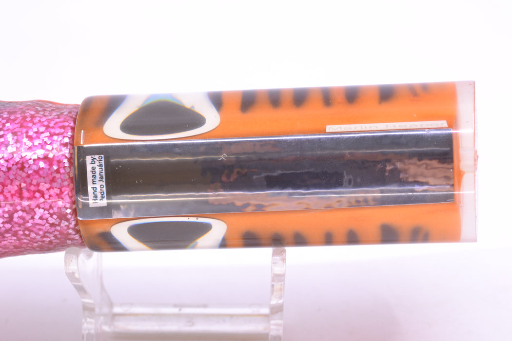 Azores Lures Orange Mackerel Marlin Reaper 12" 10.4oz Skirted Black Bars-Pink