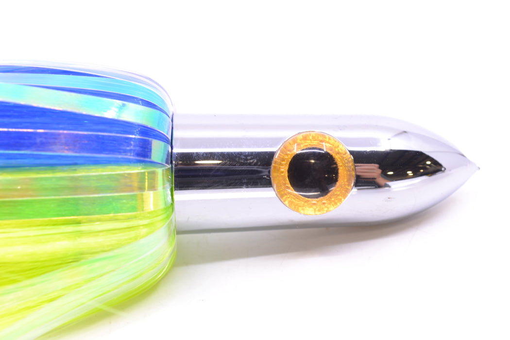 Iland Lures Blue-Chartreuse Flash Hair Chrome Head Heavy "Hawaiian Eye" Ilander 8.5" 4oz IL400HF-BL/CH