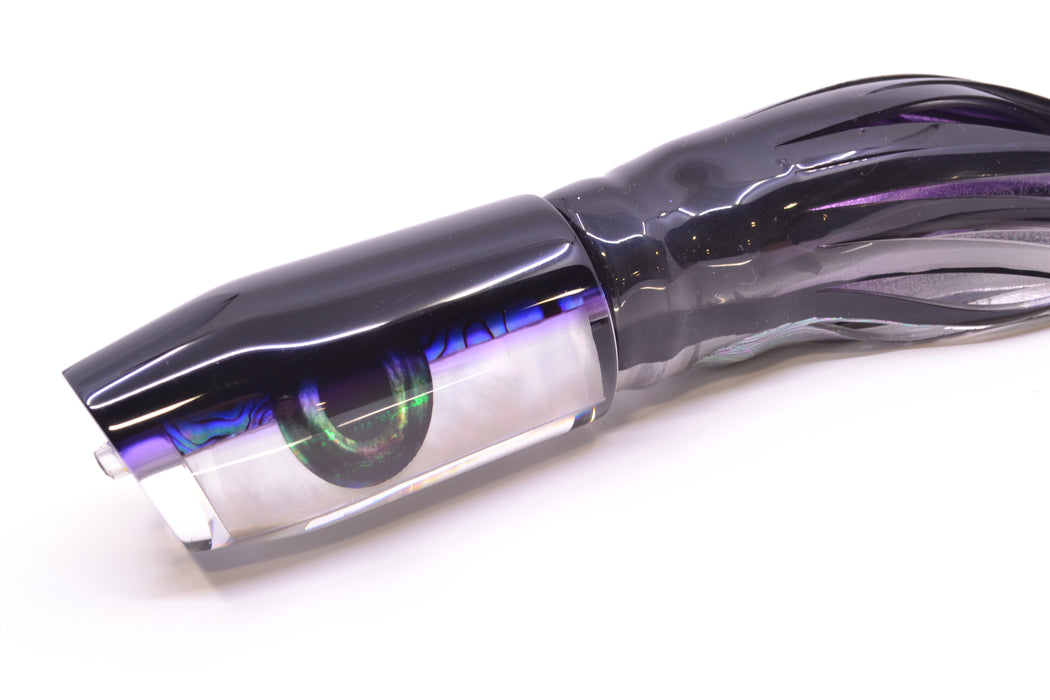 Moyes Lures Skipjack Paua-MOP Black-Purple Back Taxi Eyes Davey Boy 12" 8oz Skirted