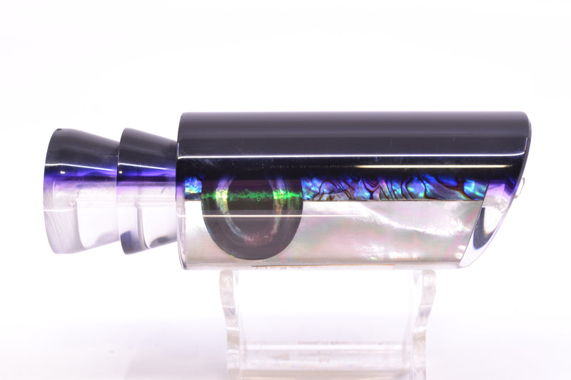Moyes Lures Skipjack Paua-MOP Black-Purple Back Medium Pipe Bomb 12" 4.6oz