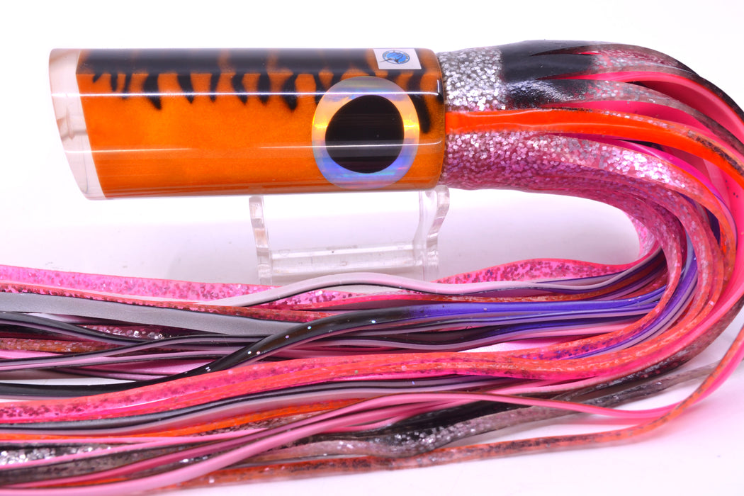 Azores Lures Orange Mackerel Marlin Reaper 12" 10.4oz Skirted Black Bars-Pink