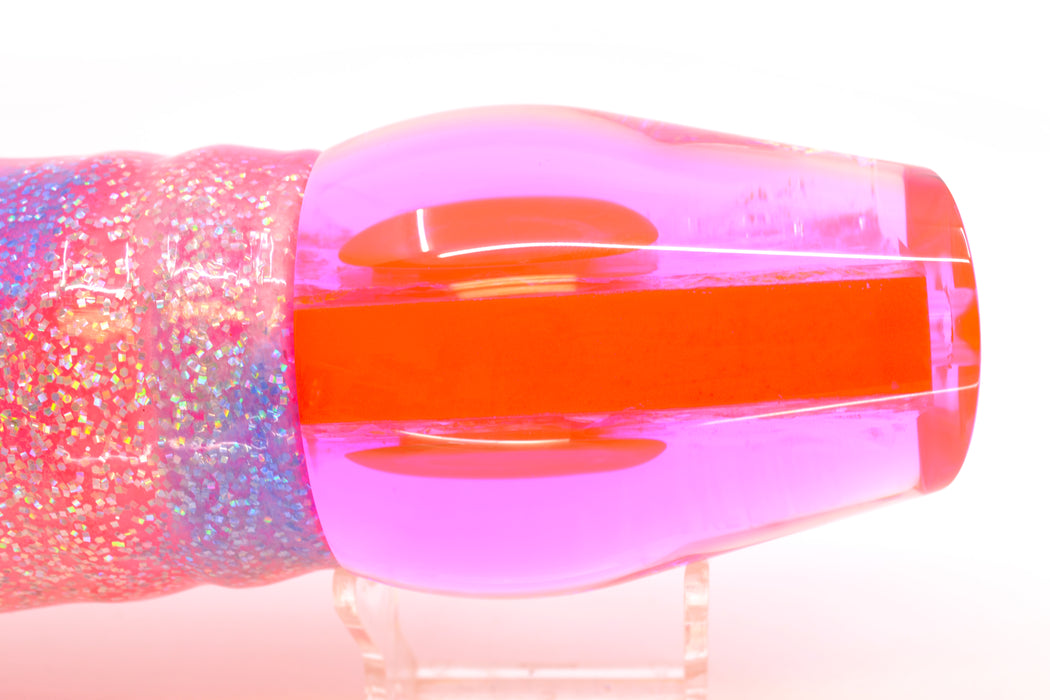 Moyes Lures Pink-Purple Dichro Pink Back XL Sumo 16" 20.5oz Skirted Holo & Blue Bars/Pink
