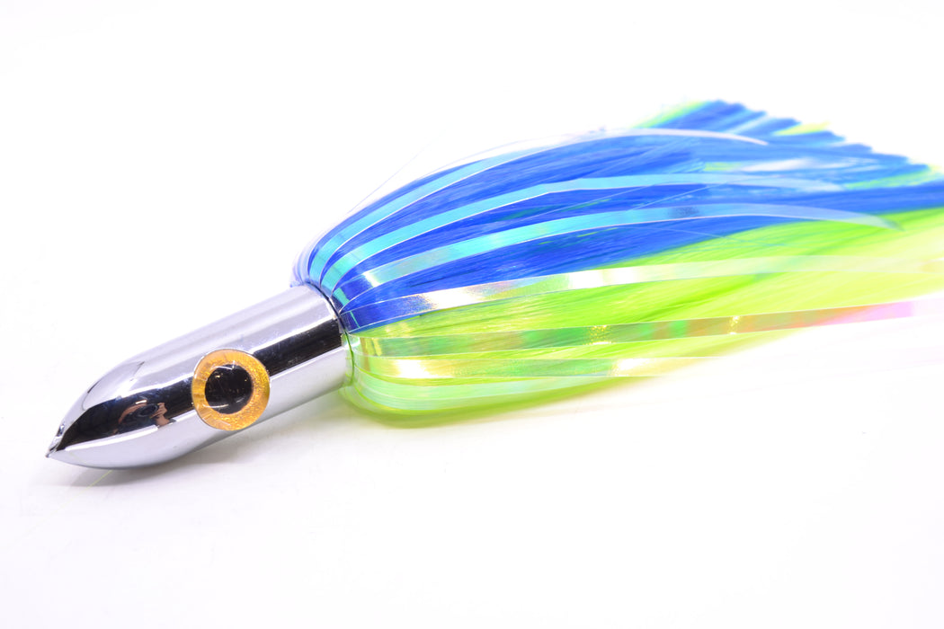 Iland Lures Blue-Chartreuse Flash Hair Chrome Head Heavy "Hawaiian Eye" Ilander 8.5" 4oz IL400HF-BL/CH
