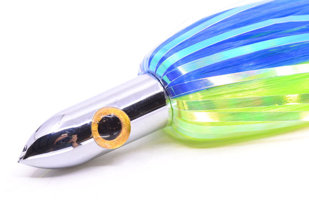 Iland Lures Blue-Chartreuse Flash Hair Chrome Head Heavy "Hawaiian Eye" Ilander 8.5" 4oz IL400HF-BL/CH