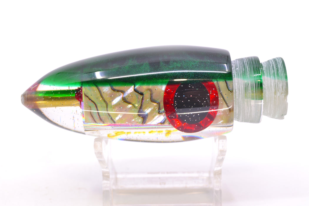 Bomboy Lures White Abalone Green Back Black-Red Eyes Big Bomb 9"+ 6oz
