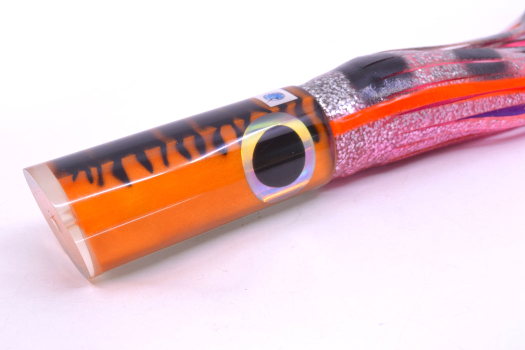 Azores Lures Orange Mackerel Marlin Reaper 12" 10.4oz Skirted Black Bars-Pink